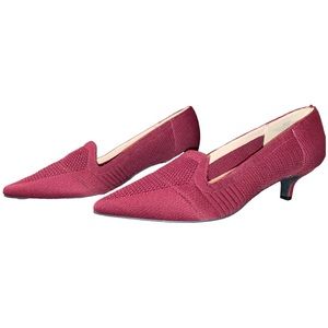 Burgundy Adrienne Vittadini Knit Kitten Heels
